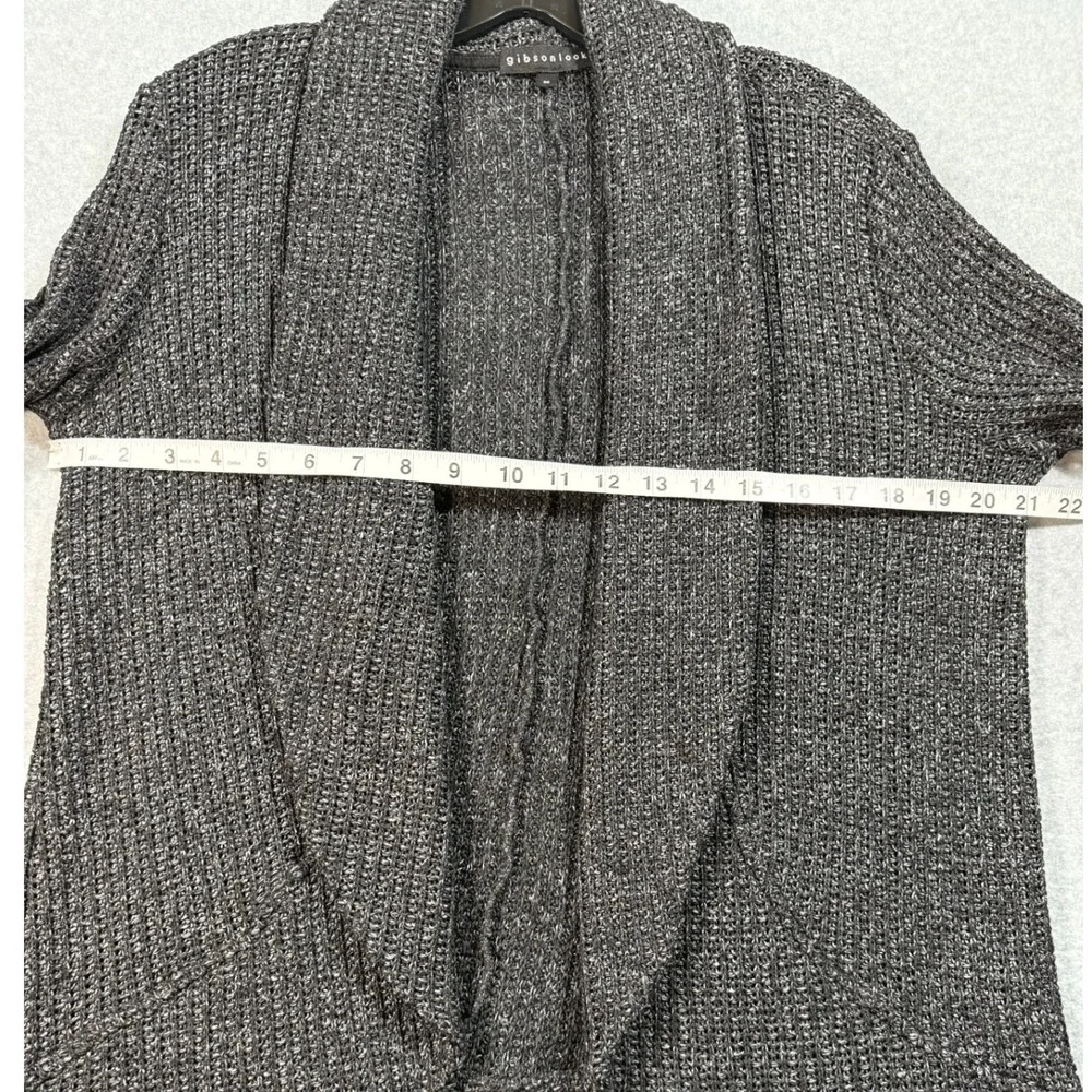 Gibsonlook Open Front Knit Cardigan Sweater Charcoal Gray Medium Officecore - Picture 6 of 14